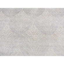 Load image into Gallery viewer, 8&#39;10&quot;x12&#39;1&quot; Silver Gray, Gold Leaf Design, Tone on Tone, Pure Silk, Hand Knotted, Oriental Rug FWR522744
