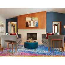 Load image into Gallery viewer, 9&#39;1&quot;x12&#39;1&quot; Maya Blue, THE PEACOCK, Colorful, Sari Silk, Hand Knotted, Oriental Rug FWR522828