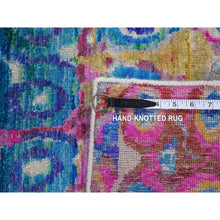 Load image into Gallery viewer, 9&#39;1&quot;x12&#39;1&quot; Maya Blue, THE PEACOCK, Colorful, Sari Silk, Hand Knotted, Oriental Rug FWR522828