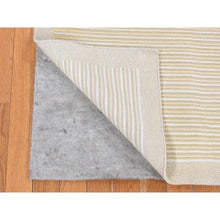 Load image into Gallery viewer, 5&#39;5&quot;x8&#39;2&quot; Cream Color, On Clearance, Modern, Cut and Loop Striped Design, Pure Wool, Hand Knotted, Oriental Rug FWR522990