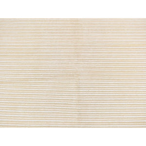 5'5"x8'2" Cream Color, On Clearance, Modern, Cut and Loop Striped Design, Pure Wool, Hand Knotted, Oriental Rug FWR522990