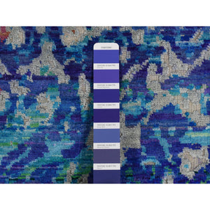 5'1"x7' Sapphire Blue, THE PEACOCK, Sari Silk, Hand Knotted, Oriental Rug FWR523014