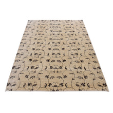 Load image into Gallery viewer, 4&#39;7&quot;x6&#39;4&quot; Beige, scroll and branch design, tone on tone, Hand Knotted Pure Wool Oriental Rug FWR523194