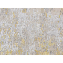 Load image into Gallery viewer, 2&#39;4&quot;x7&#39;10&quot; Beige, Hi-Lo Pile, Abstract Design, Wool and Silk, Hand Knotted, Runner Oriental Rug FWR523278