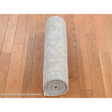 Load image into Gallery viewer, 2&#39;4&quot;x7&#39;10&quot; Beige, Hi-Lo Pile, Abstract Design, Wool and Silk, Hand Knotted, Runner Oriental Rug FWR523278
