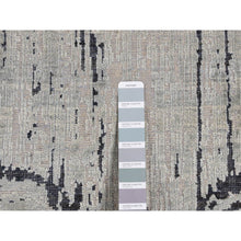 Load image into Gallery viewer, 4&#39;x6&#39;3&quot; Ash Gray, The Cane Design, Pure Silk With Textured Wool, Hand Knotted, Oriental Rug FWR523308