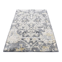 Load image into Gallery viewer, 4&#39;x6&#39;3&quot; Thunder Gray, Hunting Design, Silk with Textured Wool, Hand Knotted, Oriental Rug FWR523314