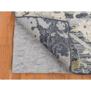 4'x6'3" Thunder Gray, Hunting Design, Silk with Textured Wool, Hand Knotted, Oriental Rug FWR523314