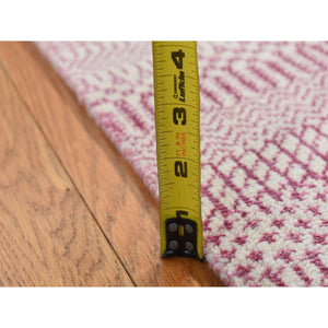 2'7"x7'9" Blush Pink, Grass Design, Gabbeh, Wool and Silk, Hand Knotted, Runner Oriental Rug FWR523344