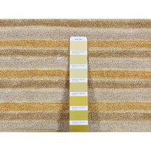 Load image into Gallery viewer, 2&#39;7&quot;x8&#39;6&quot; Hunyadi Yellow, Pure Wool, Modern Gabbeh Striped Design, Handmade, Runner Oriental Rug FWR523446