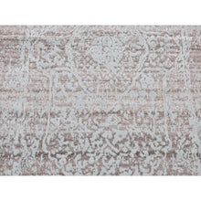 Load image into Gallery viewer, 2&#39;6&#39;&#39;x10&#39; Nyanza Green, Broken and Erased Persian Design, Hand Knotted, Wool and Silk, Runner Oriental Rug FWR523518