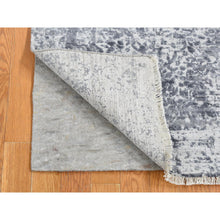Load image into Gallery viewer, 2&#39;8&quot;x10&#39; Slate Gray, Broken and Erased Persian Design, Wool and Pure Real Silk, Hand Knotted, Runner Oriental Rug FWR523614