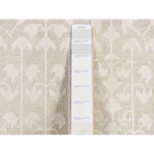Load image into Gallery viewer, 2&#39;6&quot;x10&#39;1&quot; Parchment White, Hand Knotted, Tone on Tone, Pure Silk with Textured Wool, Runner Oriental Rug FWR523632