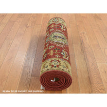 Load image into Gallery viewer, 2&#39;9&quot;x9&#39;9&quot; Sangria Red, Karajeh Design, Pure Wool, Hand Knotted, Runner Oriental Rug FWR523650
