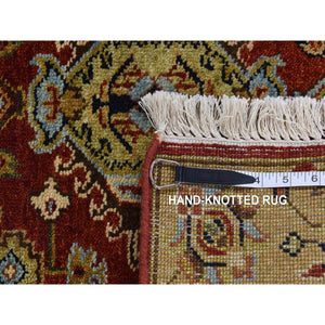 2'9"x9'9" Sangria Red, Karajeh Design, Pure Wool, Hand Knotted, Runner Oriental Rug FWR523650