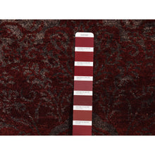Load image into Gallery viewer, 2&#39;9&quot;x9&#39;9&quot; Burgundy Red, Large Flower Design, Wool and Silk, Tone on Tone, Handmade, Runner Oriental Rug FWR523716