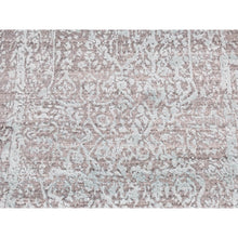 Load image into Gallery viewer, 2&#39;6&quot;x5&#39;8&quot; Seafoam Green, Wool and Silk, Hand Knotted, Broken Persian Design, Runner Oriental Rug FWR523974