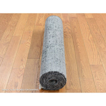 Load image into Gallery viewer, 2&#39;6&quot;x6&#39; Nickel Gray, Broken and Erased with Textured Wool Persian Design, Hand Knotted, Runner Oriental Rug FWR523986