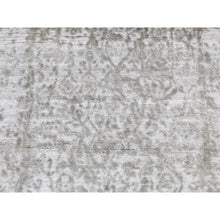 Load image into Gallery viewer, 2&#39;7&quot;x6&#39; Smokey Gray, Hand Knotted, Wool and Pure Silk, Broken and Erased Persian Design, Runner Oriental Rug FWR523998