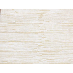 2'6"x6'5" Ivory, Silk with Textured Wool, Tone on Tone Striae Design, Hi-Lo Pile, Hand Knotted, Runner Oriental Rug FWR524010