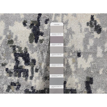 Load image into Gallery viewer, 2&#39;7&quot;x6&#39;2&quot; Olive Black, Hi-Low Pile, Abstract Design, Wool and Silk, Hand Knotted, Runner Oriental Rug FWR524034