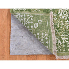 Load image into Gallery viewer, 2&#39;6&quot;x6&#39; Olive Green, Tabriz Tone on Tone, Wool and Silk, Hand Knotted, Runner Oriental Rug FWR524064