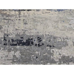 2'7"x5'9" Agreeable Gray, Galaxy Design, Wool and Silk, Hand Knotted, Runner Oriental Rug FWR524070