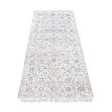 Load image into Gallery viewer, 2&#39;6&quot;x6&#39; Ivory, Broken and Erased Tone on Tone Persian Fish Mahi Pattern, Wool and Silk, Blend, Hand Knotted, Runner Oriental Rug FWR524076