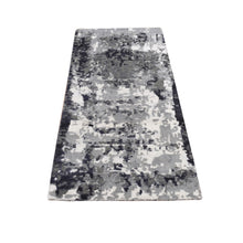 Load image into Gallery viewer, 2&#39;7&quot;x5&#39;9&quot; Abbey Black, Galaxy Design, Wool and Silk, Hand Knotted, Runner Oriental Rug FWR524082