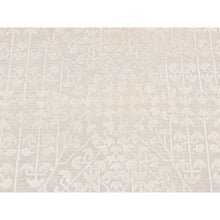 Load image into Gallery viewer, 2&#39;5&quot;x6&#39; Ivory, Hand Knotted, Tone on Tone, Pure Silk with Textured Wool, Runner Oriental Rug FWR524088