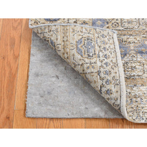 2'7"x6'1" Chamomile Brown, Silk with Textured Wool, Mamluk Design, Hand Knotted, Runner Oriental Rug FWR524094