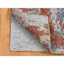 Load image into Gallery viewer, 2&#39;6&quot;x5&#39;10&quot; Goose Gray, Wool and Silk, Abstract with Fire Mosaic Design, Hand Knotted, Runner Oriental Rug FWR524106
