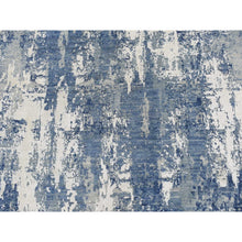 Load image into Gallery viewer, 8&#39;1&quot;x8&#39;1&quot; Prussian Blue, Oceanic Abstract Design, Wool and Pure Silk, Hand Knotted, Round Oriental Rug FWR524136