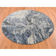Load image into Gallery viewer, 8&#39;1&quot;x8&#39;1&quot; Dallas Cowboys Blue, Geological Galaxy Design, Wool and Pure Silk, Hand Knotted, Round Oriental Rug FWR524172