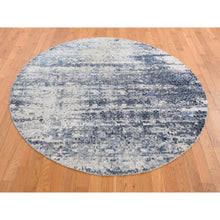 Load image into Gallery viewer, 6&#39;x6&#39; Sky Blue, Broken Mosaic Design, Wool and Silk, Hand Knotted, Round Oriental Rug FWR524244