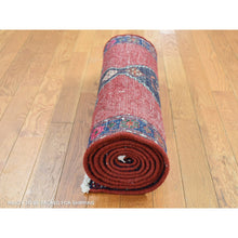 Load image into Gallery viewer, 2&#39;6&quot;x9&#39;3&quot; Alabama Crimson Red, New Persian Hamadan, Pure Wool, Open Field Design, Hand Knotted, Runner Oriental Rug FWR524370