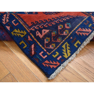 3'3"x9'6" Fire Brick Red, Vintage Persian Viss, Full Pile, Excellent Condition, Pure Wool, Hand Knotted, Runner Oriental Rug FWR524388