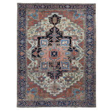 Load image into Gallery viewer, 9&#39;9&quot;x12&#39;6&quot; Daisy White, Antique Persian Serapi Heriz, Even Wear, Hand Knotted, Pure Wool, Sides and Ends Professionally Secured, Cleaned, Harmonizing Color Combination, Oriental Rug FWR524544