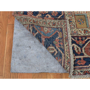 9'9"x12'6" Daisy White, Antique Persian Serapi Heriz, Even Wear, Hand Knotted, Pure Wool, Sides and Ends Professionally Secured, Cleaned, Harmonizing Color Combination, Oriental Rug FWR524544