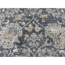Load image into Gallery viewer, 6&#39;x9&#39;5&quot; Arsenic Gray, Hand Knotted, Pure Silk, Intricate Blossom and Hunting Scene Design, Oriental Rug FWR524556