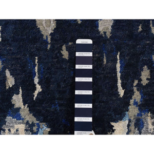6'x9'1" Millennium Blue, Modern Abstract Galaxy Design, Wool and Silk, Hand Knotted, Oriental Rug FWR524568