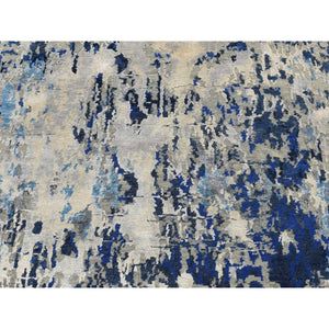6'x9'1" Millennium Blue, Modern Abstract Galaxy Design, Wool and Silk, Hand Knotted, Oriental Rug FWR524568