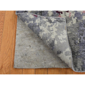 6'x8'10" Carbon Gray, Abstract Design, Wool and Silk, Hand Knotted, Oriental Rug FWR524574