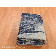 Load image into Gallery viewer, 6&#39;x8&#39;10&quot; Indigo Dye Blue, Wool and Silk, Japanese Shibori Design, Tone on Tone, Hand Knotted, Oriental Rug FWR524586