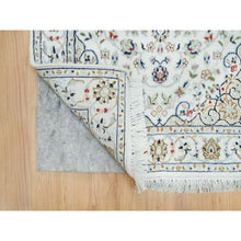 Load image into Gallery viewer, 2&#39;6&quot;x22&#39;9&quot; Powder White, Hand Knotted, Nain with Center Medallion Flower Design, 250 KPSI, 100% Wool, XL Runner Oriental Rug FWR540006