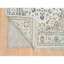 Load image into Gallery viewer, 2&#39;6&quot;x32&#39; Powder White, Hand Knotted, Nain with Center Medallion Flower Design, 250 KPSI, Soft Wool, XL Runner Oriental Rug FWR540012