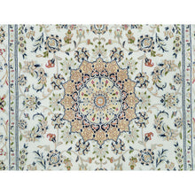Load image into Gallery viewer, 5&#39;x8&#39; Powder White, Hand Knotted, Nain with Center Medallion Flower Design, 250 KPSI, Natural Wool, Oriental Rug FWR540090