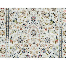 Load image into Gallery viewer, 2&#39;5&quot;x22&#39;6&quot; Powder White, Hand Knotted, Nain with All Over Flower Design, 250 KPSI, Pure Wool, XL Runner Oriental Rug FWR540210