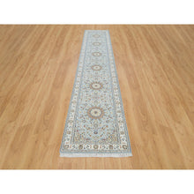 Load image into Gallery viewer, 2&#39;9&quot;x14&#39; Beau Blue, Nain with Center Medallion Flower Design, 250 KPSI, Natural Wool, Hand Knotted, XL Runner Oriental Rug FWR540378