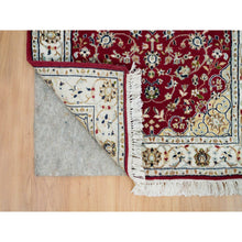 Load image into Gallery viewer, 2&#39;8&quot;x17&#39;10&quot; Burgundy Red, Hand Knotted, Nain with Center Medallion Flower Design, 250 KPSI, Organic Wool, XL Runner Oriental Rug FWR540384